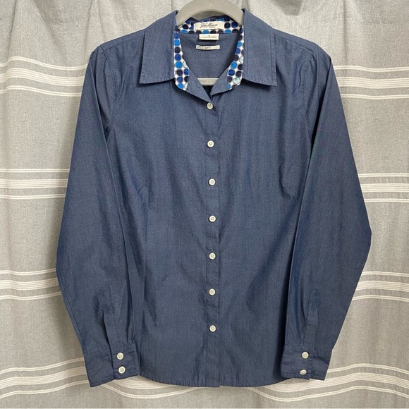 VAN HEUSEN / Chambray Slim FitLong Sleeve Button Down Shirt Size M - Picture 1 of 8